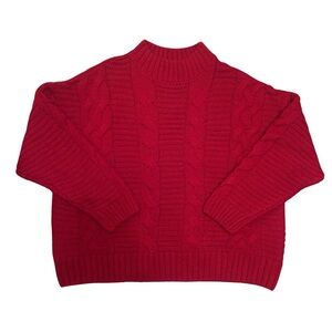 Vintage Red Cable Knit Women's Sweater